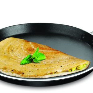 Pigeon Nonstick Handheld Crepe Pan - 27cm (10.5 inches) PFOA Free, Scratch Resistant Coating with 4mm Premium Thick Base Tawa - For pancakes, crepes, rotis, dosas, uttapams and more (Black)