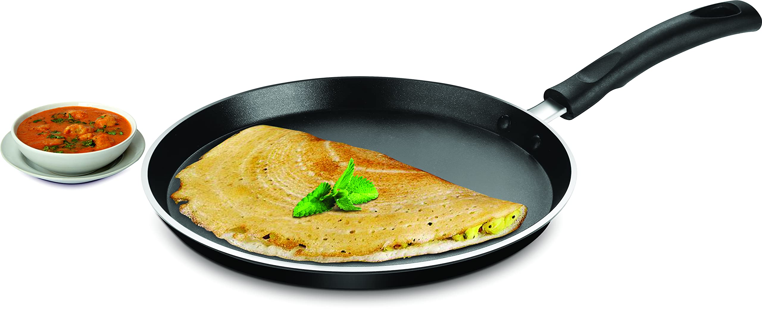 Pigeon Nonstick Handheld Crepe Pan - 27cm (10.5 inches) PFOA Free, Scratch Resistant Coating with 4mm Premium Thick Base Tawa - For pancakes, crepes, rotis, dosas, uttapams and more (Black)