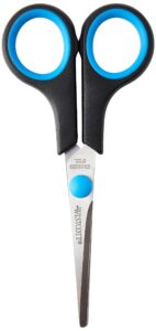 westcott 5 inch easy grip left handed soft grip scissor - black/blue - black-blue