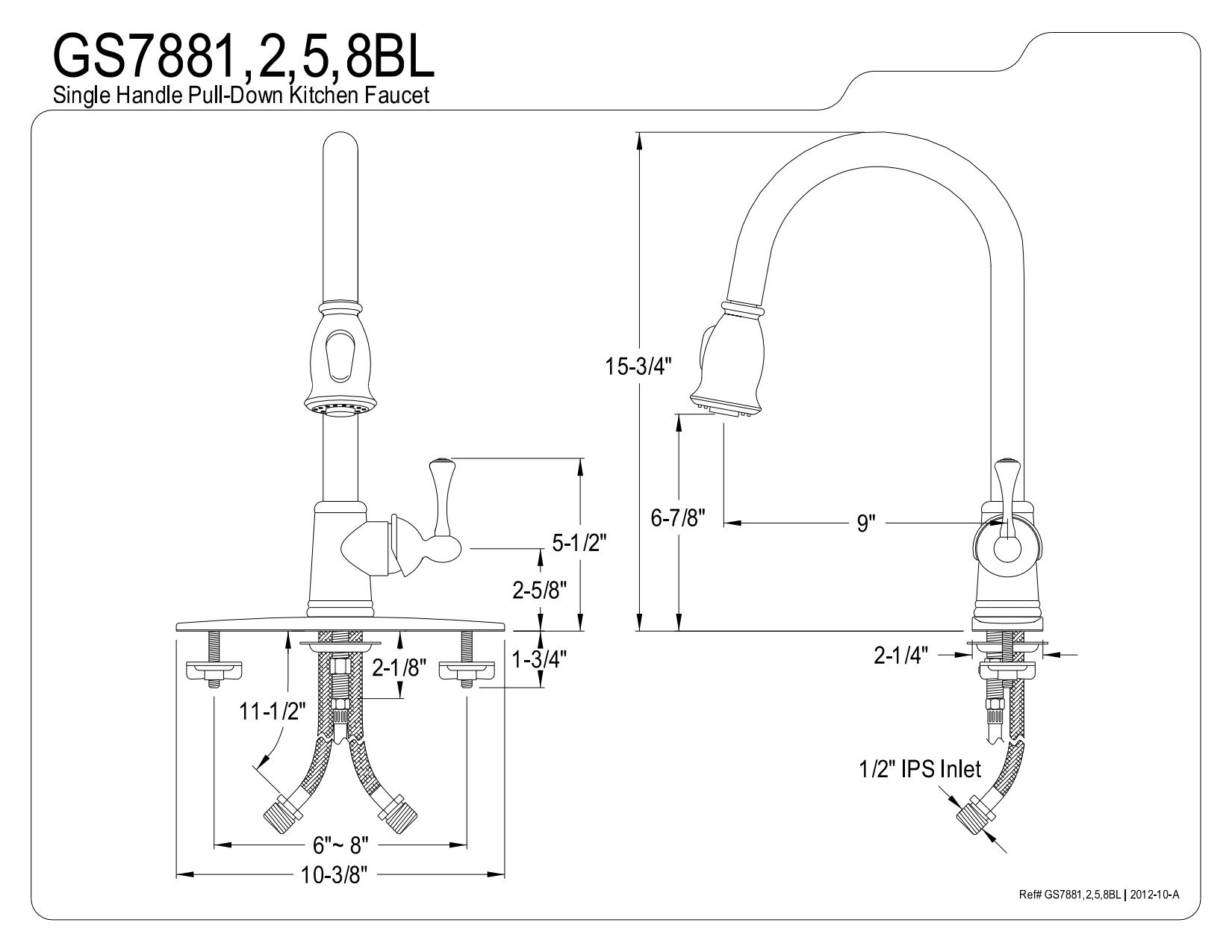 Kingston Brass GS7888BL Vintage Pull-Down Sprayer Kitchen Faucet, Brushed Nickel