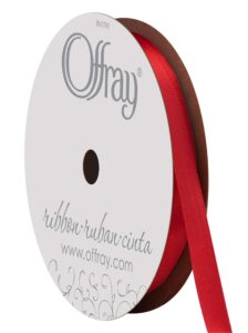 berwick 062029 1/4" wide single face satin ribbon, red, 6 yds