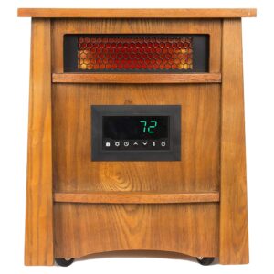 LifeSmart LifePro Ultimate 1500 Watts Electric Infrared Quartz Space Heater with Remote and 8 Heating Elements for Indoor Use, Brown Oak Wood