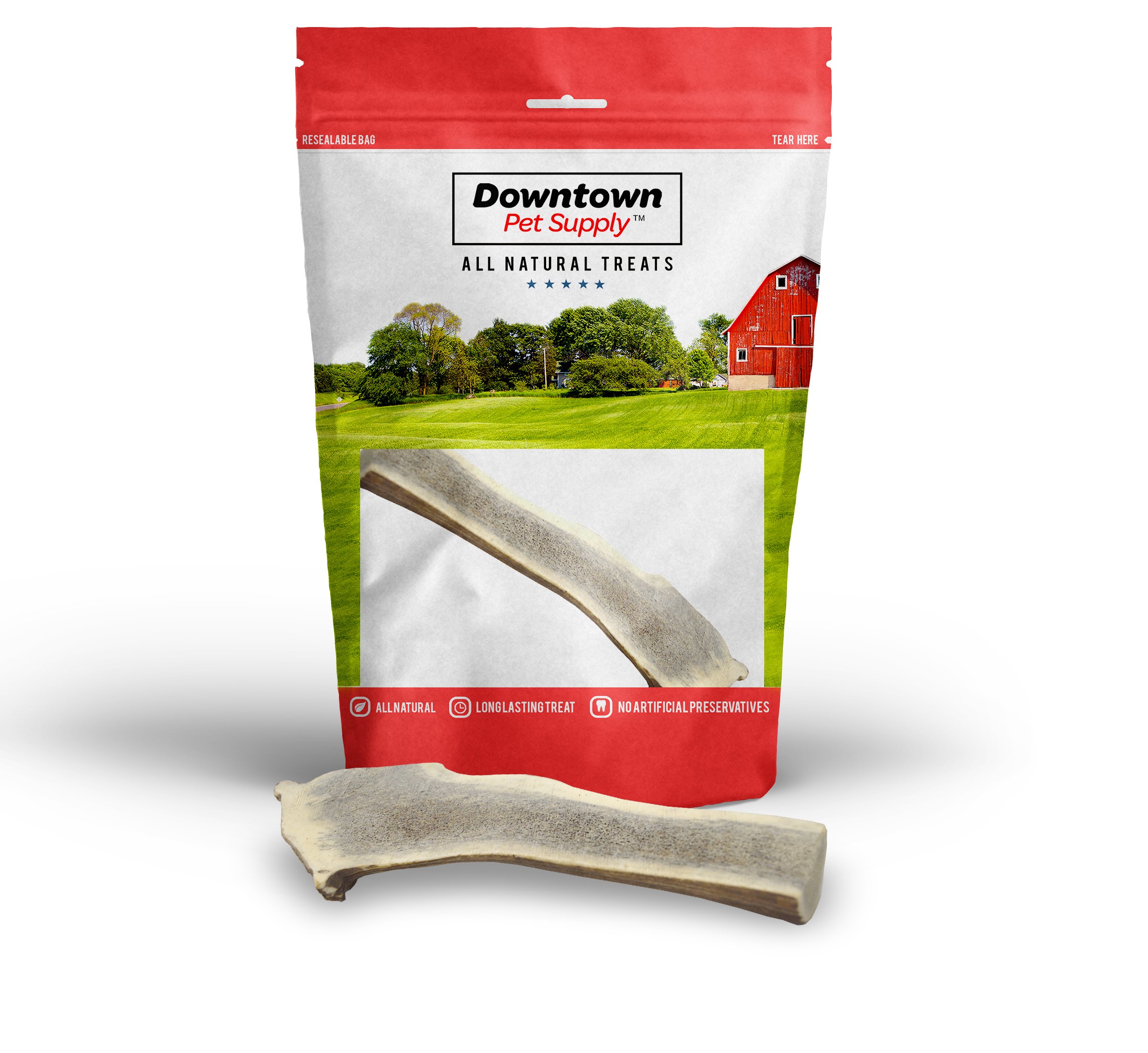 Downtown Pet Supply - Elk Antlers for Dogs - Premium Dog Bones Rich in Calcium, Phosphorus, Vitamins & Minerals - Dog Dental Treats & Natural Dog Chews - Whole - 7-9in - Large