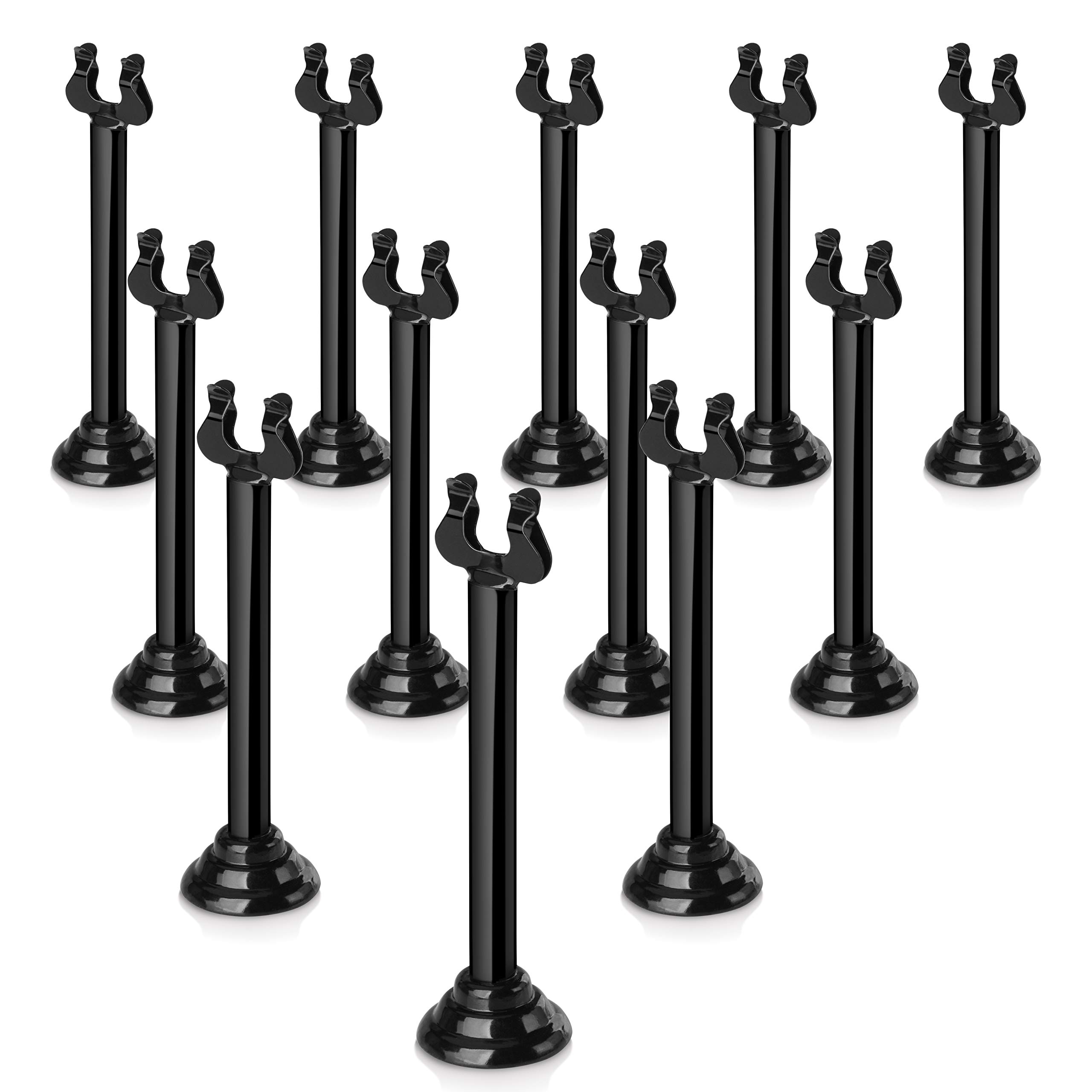 New Star Foodservice 27761 Triton/Ring-Clip Table Number Holder/Number Stand/Place Card Holder, Set of 12, 4-Inch, Black