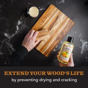 CLARK'S Cutting Board Oil - Food Grade Mineral Oil for Cutting Board - Enriched with Lemon and Orange Oils - Butcher Block Oil and Conditioner - Mineral Oil - Restores and Protects All Wood - 12oz