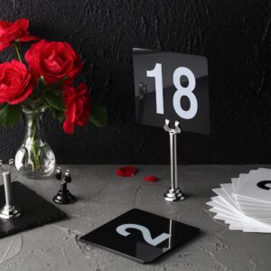 New Star Foodservice 27761 Triton/Ring-Clip Table Number Holder/Number Stand/Place Card Holder, Set of 12, 4-Inch, Black