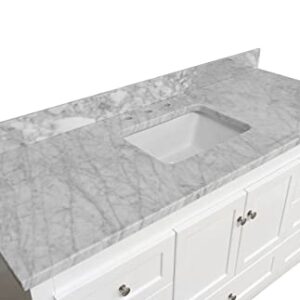 Kitchen Bath Collection Abbey 60-inch Single Bathroom Vanity (Carrara/White): Includes White Cabinet with Authentic Italian Carrara Marble Countertop and White Ceramic Sink