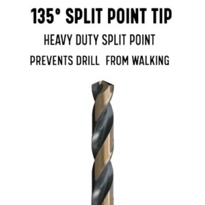 Drill America #7 High Speed Steel Black & Gold KFD Split Point Drill Bit (Pack of 12), KFD Series - KFD7P12