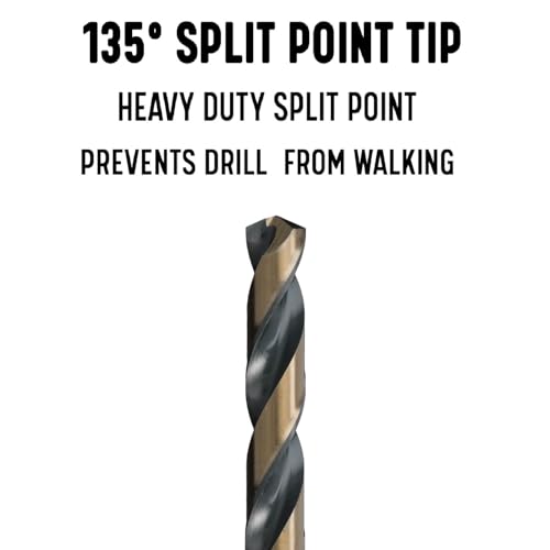 Drill America #7 High Speed Steel Black & Gold KFD Split Point Drill Bit (Pack of 12), KFD Series - KFD7P12