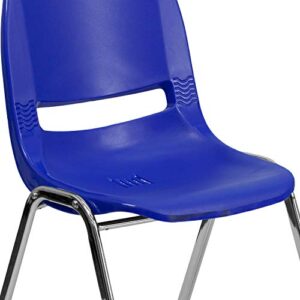 Flash Furniture HERCULES Series 880 lb. Capacity Navy Ergonomic Shell Stack Chair with Chrome Frame and 18'' Seat Height