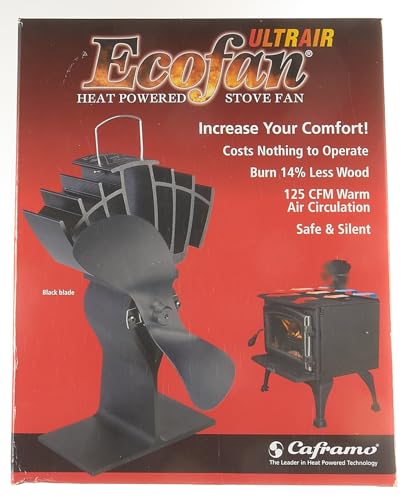 Ecofan® UltrAir, Classic Styled, Heat Powered Wood Stove Fan, 125 CFM, 810CAXBX, Mid-Sized, 7.9" Blade, Black