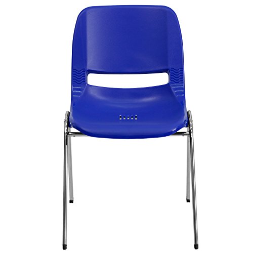 Flash Furniture HERCULES Series 880 lb. Capacity Navy Ergonomic Shell Stack Chair with Chrome Frame and 18'' Seat Height