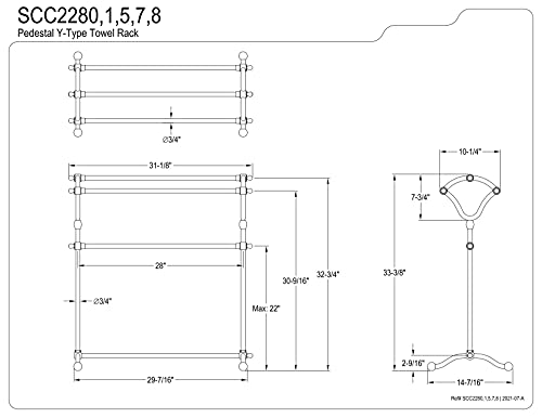 Kingston Brass SCC2288 Pedestal Y-Type Towel-Rack, Brushed Nickel