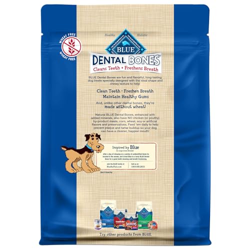 Blue Buffalo Dental Bones Regular Natural Dental Chew Dog Treats Bag Value Pack