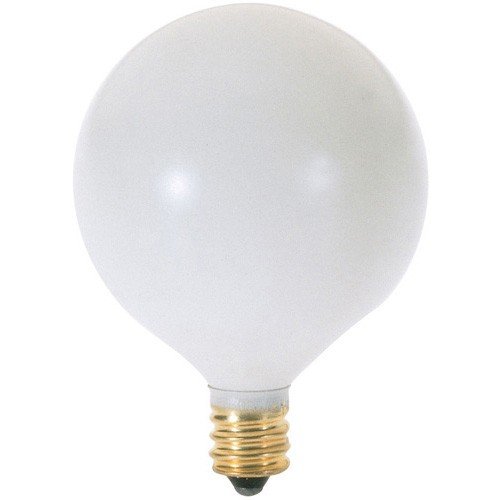 KOR (Pack of 10) G16.5 White Finsh Decorative (E12) Candelabra Base Globe Shape Incandescent 120V G16 1/2 Light Bulbs (25)