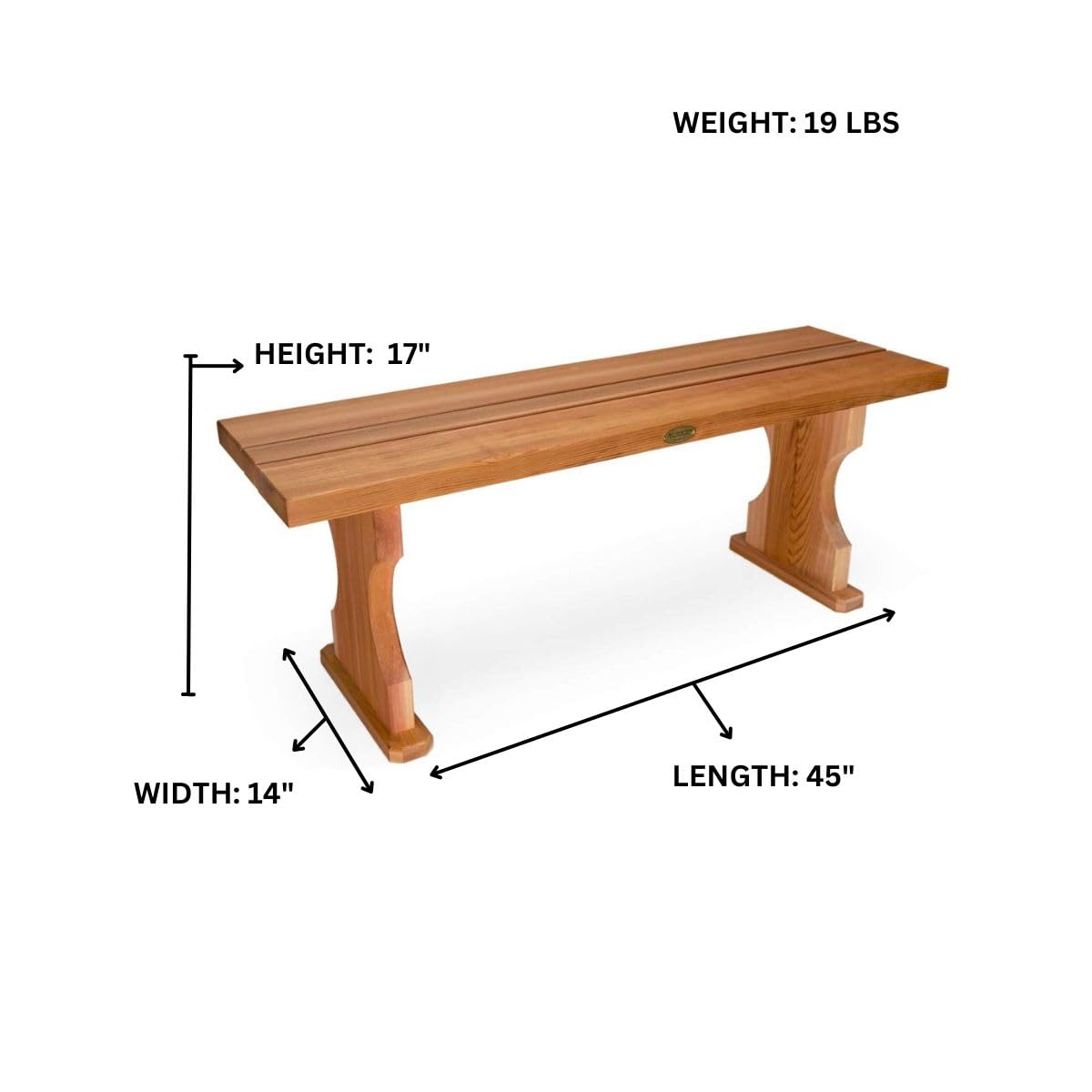 All Things Cedar BB45 Cedar Backless Bench | 4ft Wood Bench Indoor & Outdoor | Handcrafted with Western Red Cedar | Perfect for Patio, Garden, Picnic & Poolside | 45x14x17