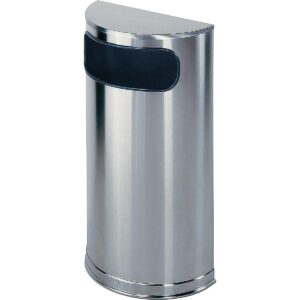 Rubbermaid SO8SSSPL European & Metallic Series Receptacle, Half-Round, 9gal, Satin Stainless