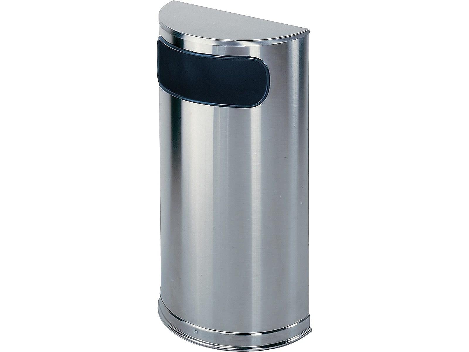 Rubbermaid SO8SSSPL European & Metallic Series Receptacle, Half-Round, 9gal, Satin Stainless