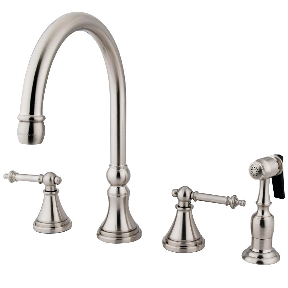 Kingston Brass KS2798TLBS Templeton Widespread Kitchen Faucet, Brushed Nickel