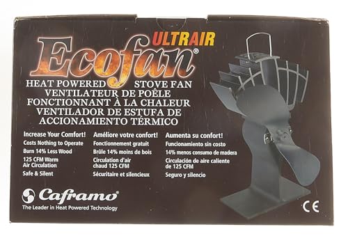 Ecofan® UltrAir, Classic Styled, Heat Powered Wood Stove Fan, 125 CFM, 810CAXBX, Mid-Sized, 7.9" Blade, Black