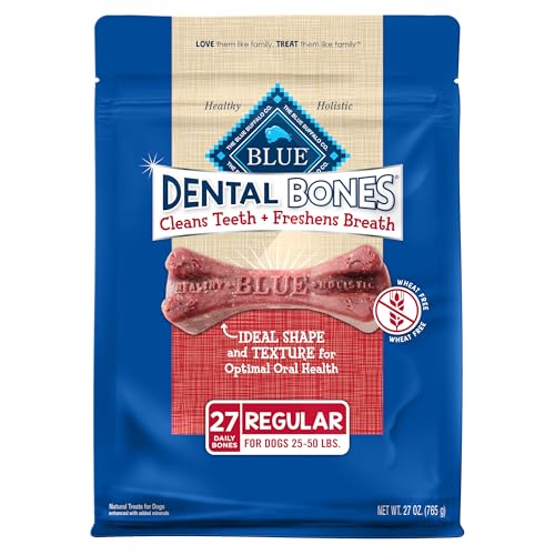 Blue Buffalo Dental Bones Regular Natural Dental Chew Dog Treats Bag Value Pack