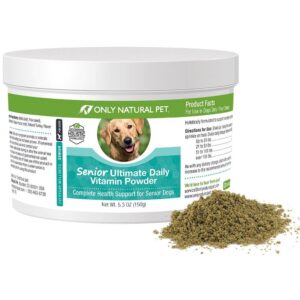 only natural pet senior ultimate daily canine vitamin supplement for dogs complete holistic health support - made in usa, 5.3 oz turkey flavored powder