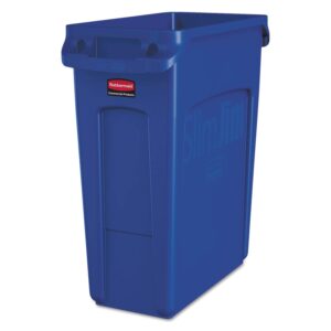 rubbermaid commercial slim jim recycling w/handles rectangular plastic 15.875gal blue (1971257)