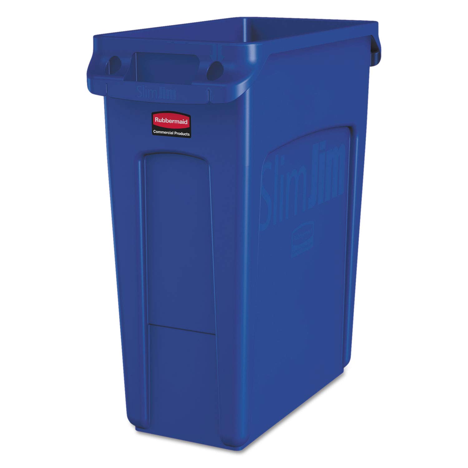 Rubbermaid Commercial Slim Jim Recycling W/Handles Rectangular Plastic 15.875gal Blue (1971257)