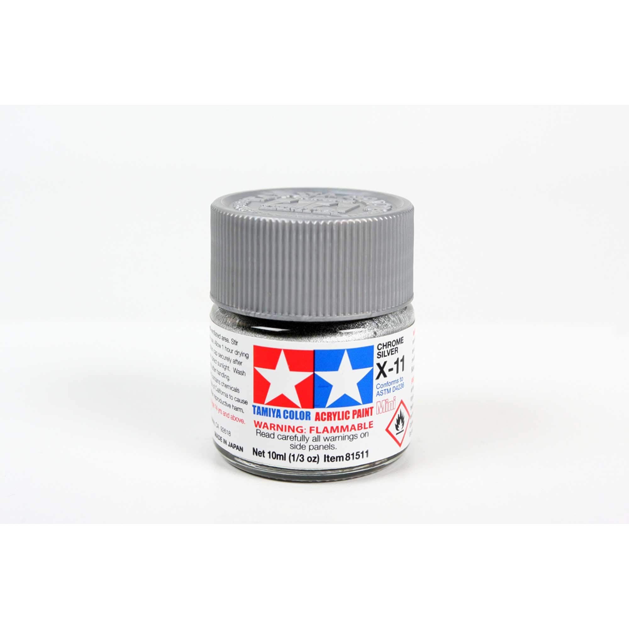 TAMIYA Acrylic Mini X11 Chrome Silver TAM81511 Plastics Paint Acrylic