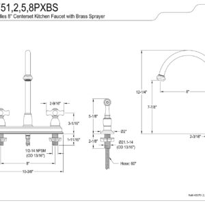 Kingston Brass KB3758PXBS Restoration Deck Mount Kitchen Faucet with Brass Sprayer, 8-1/2", Brass/Antique Brass