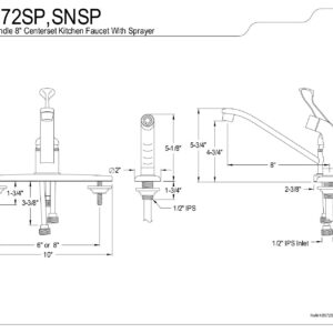 Kingston Brass KB572SNSP 8" Centerset Kitchen Faucet, Brushed Nickel