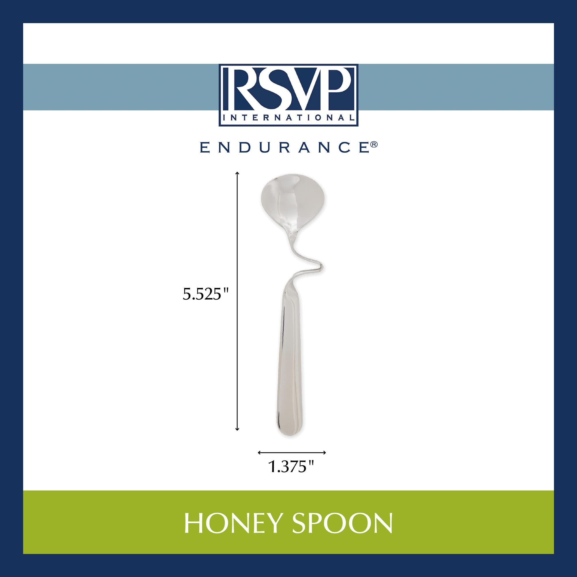 RSVP International Endurance Honey Dipper Spoon Collection Durable 18/8 Stainless Steel, Dishwasher Safe, Balancing Spoon, 5.625" Length