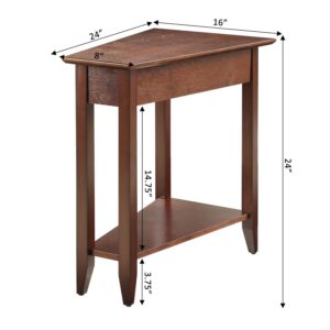 Convenience Concepts American Heritage Wedge End 24"-Traditional Side Table with Storage Shelf, Side Table for Living Room, Office, Bedroom, Espresso