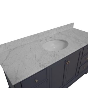 Kitchen Bath Collection Bella 60-inch Single Bathroom Vanity (Carrara/White): Includes White Cabinet with Authentic Italian Carrara Marble Countertop and White Ceramic Sink