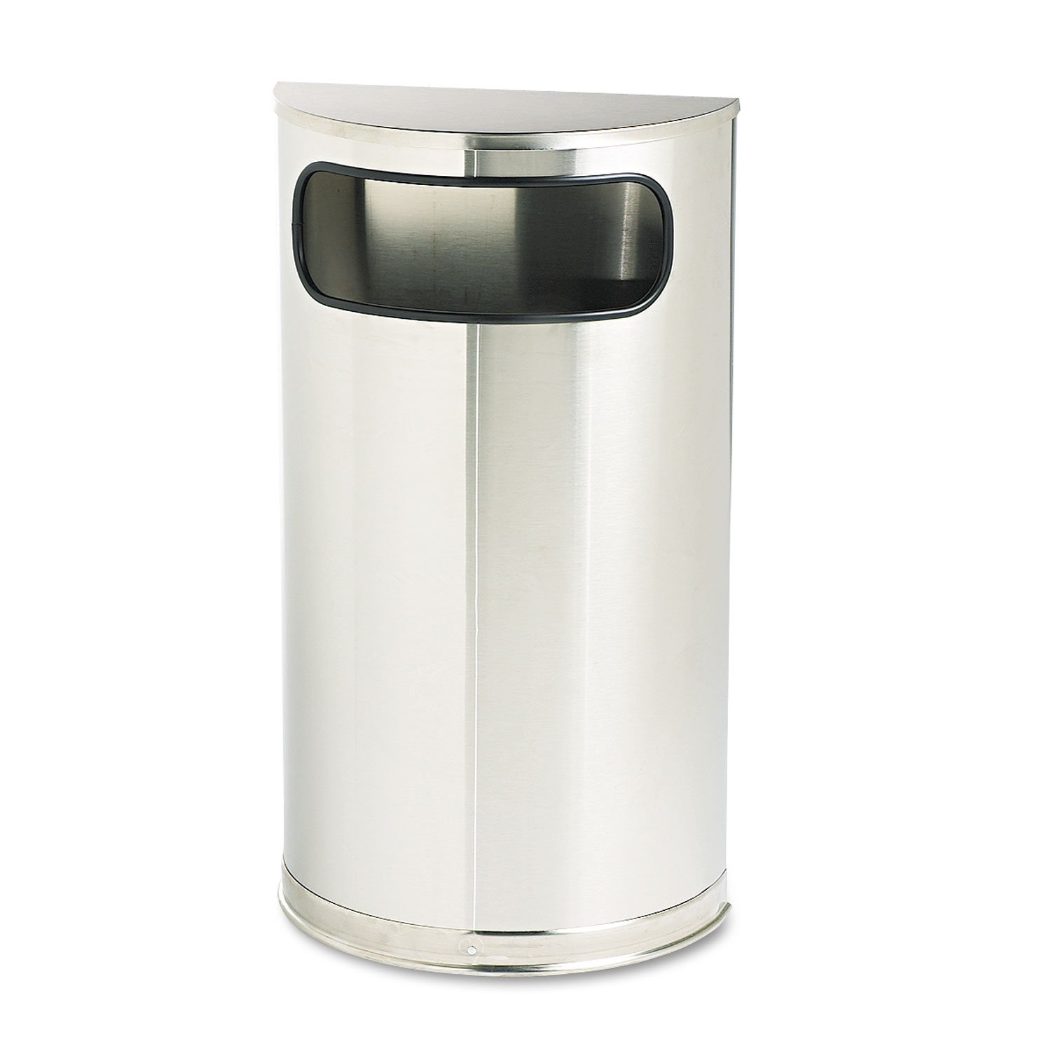 Rubbermaid SO8SSSPL European & Metallic Series Receptacle, Half-Round, 9gal, Satin Stainless