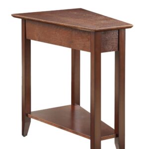 Convenience Concepts American Heritage Wedge End 24"-Traditional Side Table with Storage Shelf, Side Table for Living Room, Office, Bedroom, Espresso