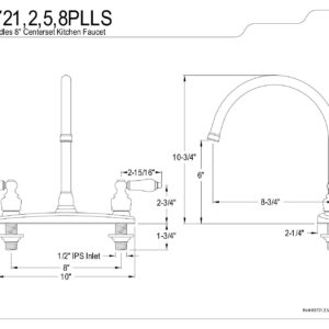 Kingston Brass KB721PLLS Vintage 8" Centerset Kitchen Faucet, Polished Chrome