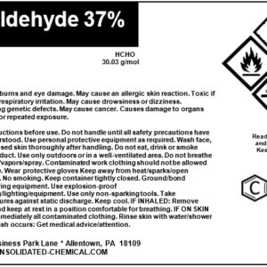 CCS CONSOLIDATED CHEMICAL & SOLVENTS Formaldehyde 37% High Purity 100ml (3.3 Fl Oz)