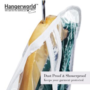 HANGERWORLD Pack of 2 Clear 72" Long Gown Storage Bags for Wedding Dress and Gown, Showerproof Plastic Garment Cover with Full Length Zipper