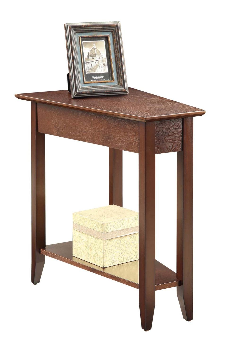 Convenience Concepts American Heritage Wedge End 24"-Traditional Side Table with Storage Shelf, Side Table for Living Room, Office, Bedroom, Espresso