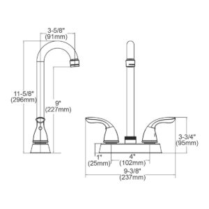 Elkay Everyday LK2477CR Deck Mount Bar Faucet with Lever Handles, Chrome