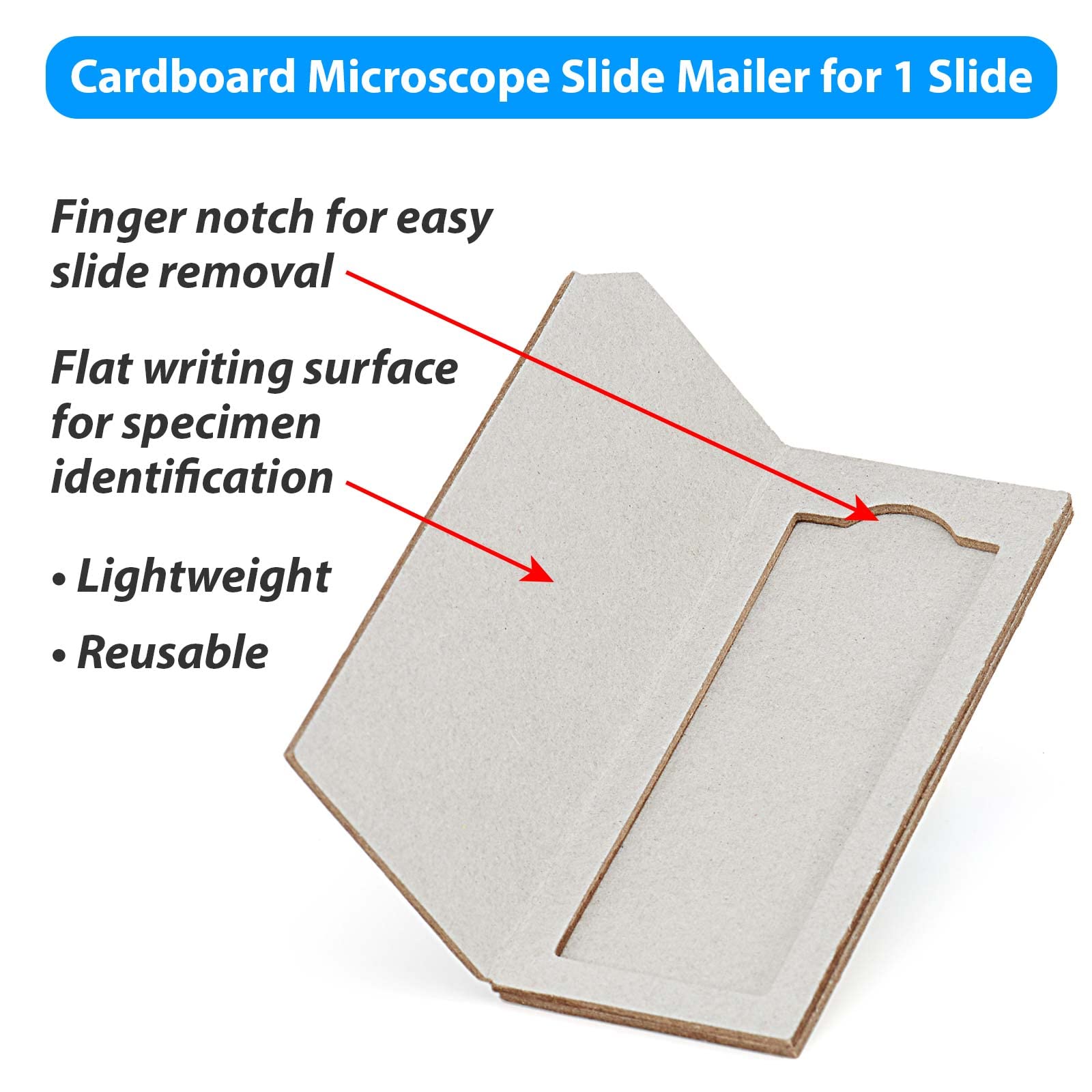 Globe Scientific 513001 Cardboard Slide Mailer for 1 Slide (Case of 100)