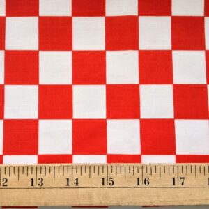 Poly Cotton Print Red Checkered 60 Inch Fabric by The Yard (F.E.)