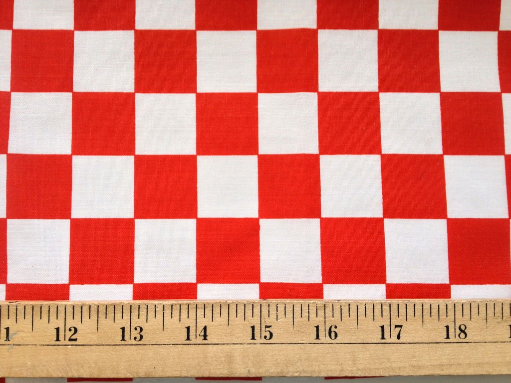 Poly Cotton Print Red Checkered 60 Inch Fabric by The Yard (F.E.)