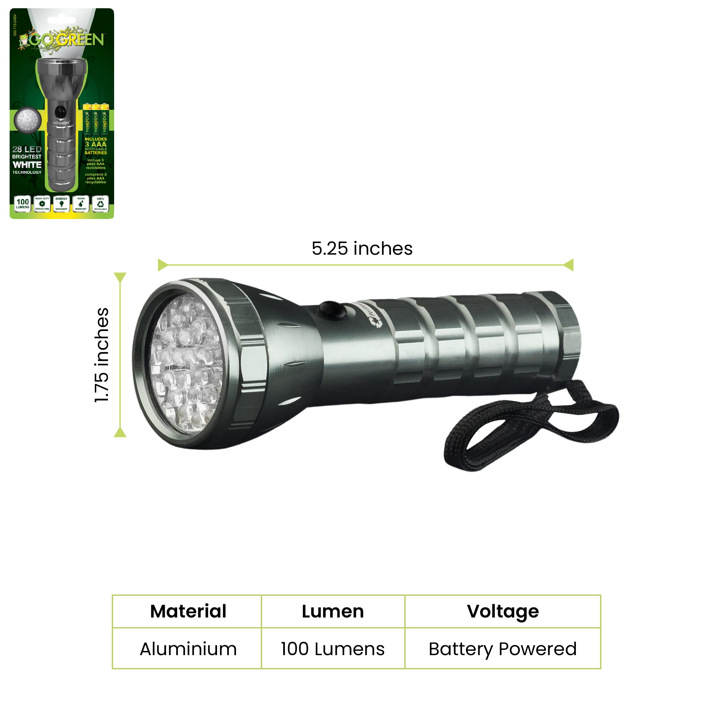 GoGreen Power GG-113-24SV 28 LED Professional Flashlight