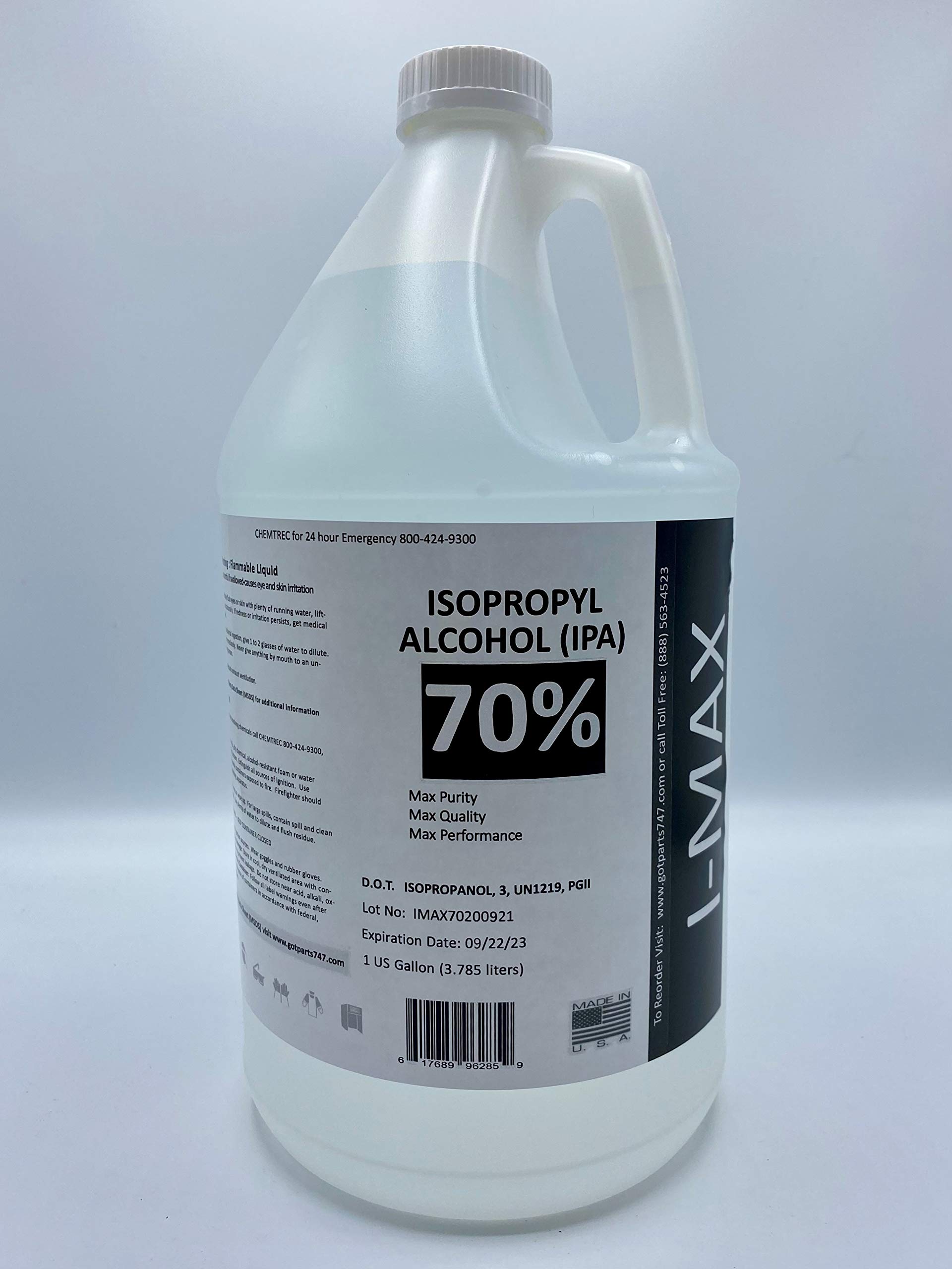 Isopropyl Alcohol - IPA 70% (4-1 Gallon) High Purity IPA - Made in USA