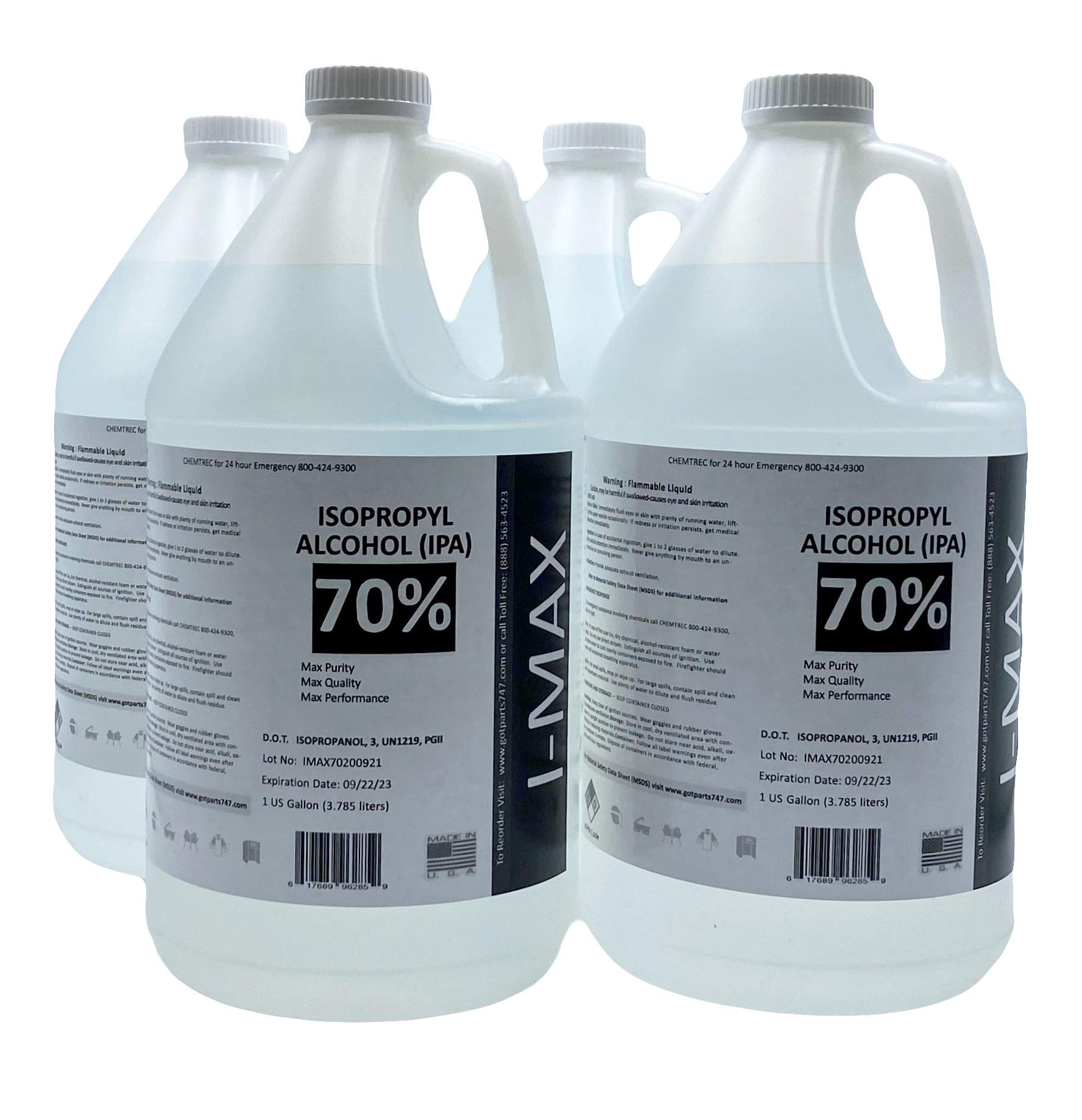 Isopropyl Alcohol - IPA 70% (4-1 Gallon) High Purity IPA - Made in USA