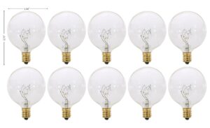 kor (pack of 10) g16.5 clear finshdecorative (e12) candelabra base globe shape incandescent 120v g16 1/2 light bulbs (15)