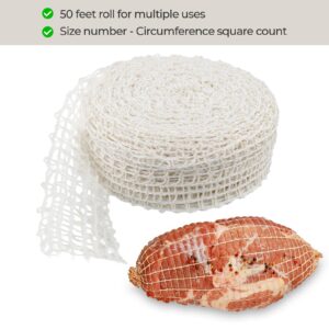 The Sausage Maker® 50ft Meat Netting Roll Size 20, Elastic Butchers Twine Cooking String Food Net For Turkey Breast, Large Bologna, Pork Butt, USA Made, BPA Free Stretchable Poly-Cotton Mesh, 5.5" Dia