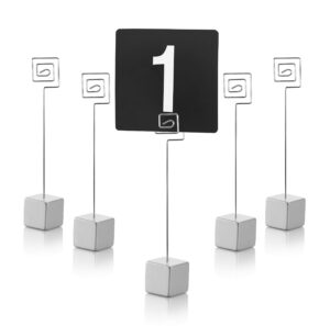 new star foodservice 27938 wire square base/table number holder/number stand/place card holder, 7-inch, set of 5